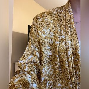 Deadstock Vintage Jordan Brocade Printed Shirt Jacket w/Gold Button Size 10 ⚜️🤩